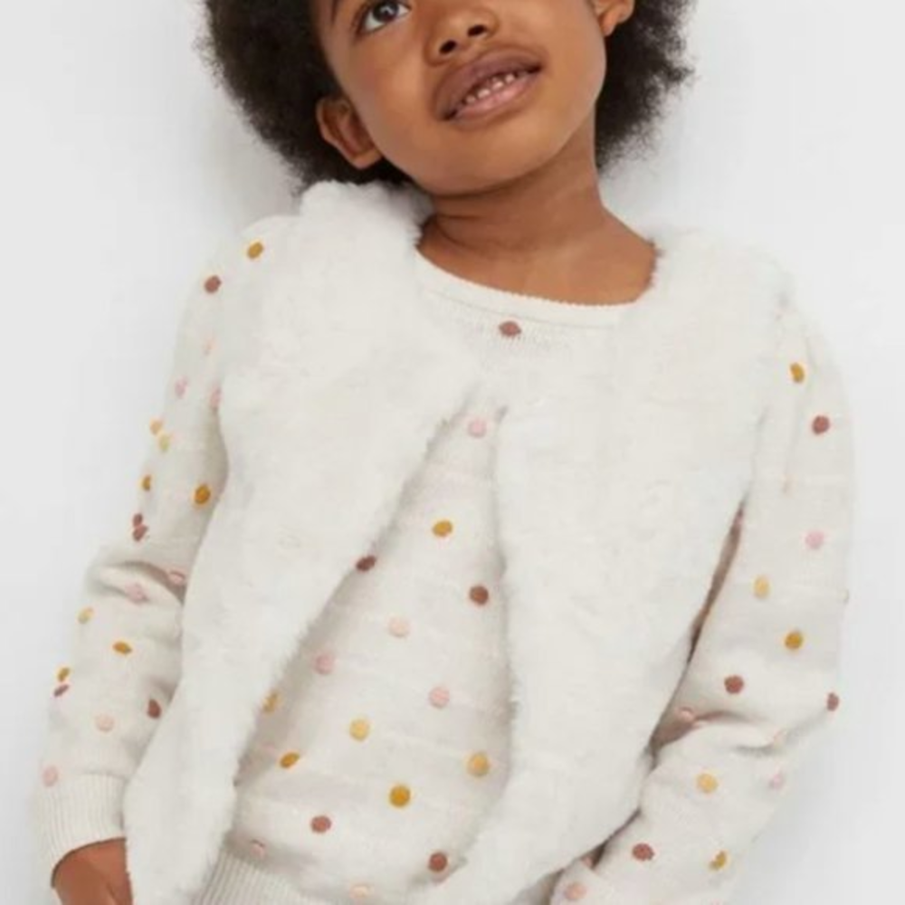 H&M Kid's Ivory Faux Fur‎ Vest 18-24M